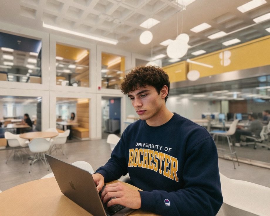 Student taking the NYS 5-hour online pre-licensing course on a laptop
